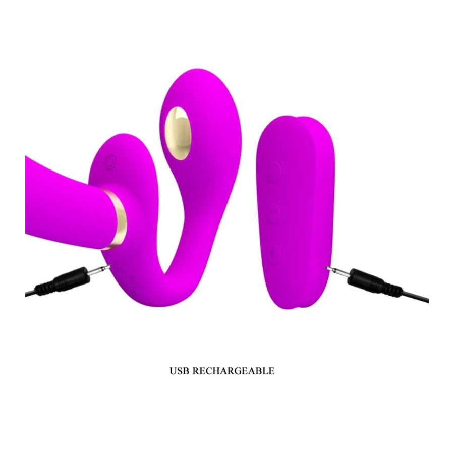 PRETTY LOVE - THUNDERBIRD DOUBLE VIBRATEUR STRAP-ON TÉLÉCOMMANDE VIOLET